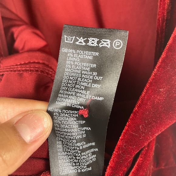 REISS Velvet Mock Neck Sleeveless Wide Leg Jumpsuit Burgundy Size 0 - Picture 6 of 12